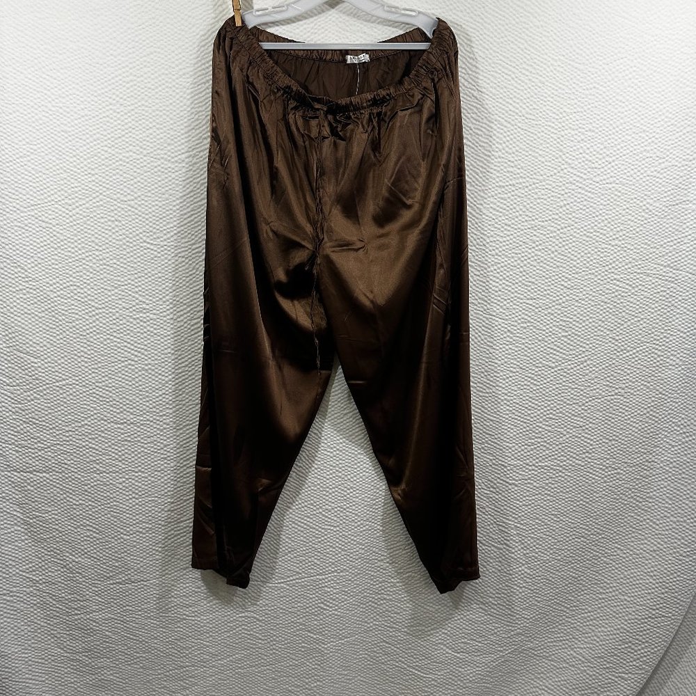 Ekouaer Sleepwear Men's Satin Pants. Drawstring adjustable waistband.